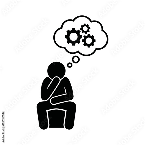 Person deep in thought, contemplating complex ideas with gears in mind