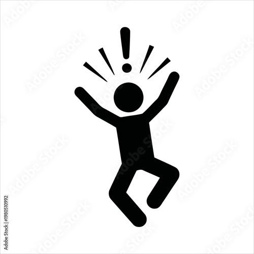 Dynamic vector icon of a person reacting with intense emotion or sudden surprise