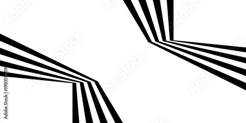 Perspective lines black stripes with 3d dimensional effect. Geometric vector abstract background