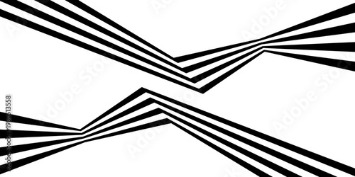 Perspective lines black stripes with 3d dimensional effect. Geometric vector abstract background