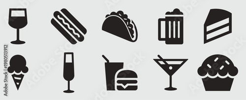  set of food and drink icons 