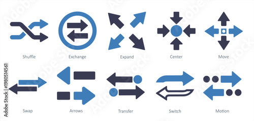 set of arrows icons as expand center move