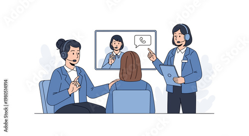 Two business professionals discuss global travel and sustainable aviation in front of a world map with an airplane.