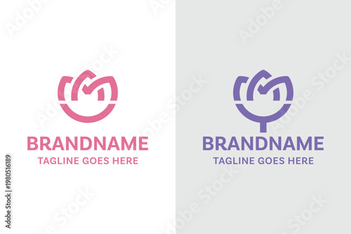 Letters MA UMA YMA Flower Simple Logo, symbolizing growth, harmony, and natural beauty