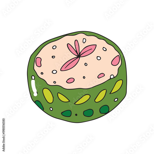 A cute vector illustration of a sweet birthday cake with cream, chocolate, strawberries, and cherries, perfect for a happy celebration design