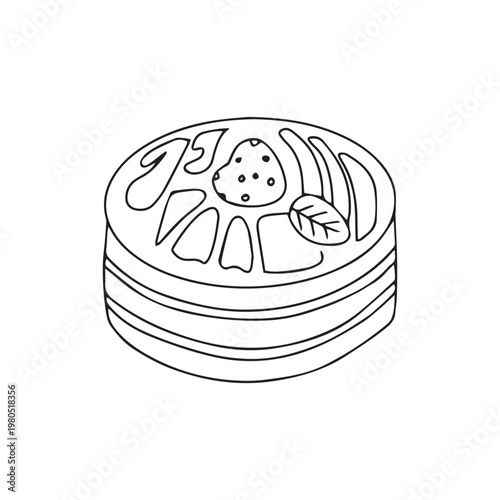 A detailed coloring page of a delicious Layering cakes