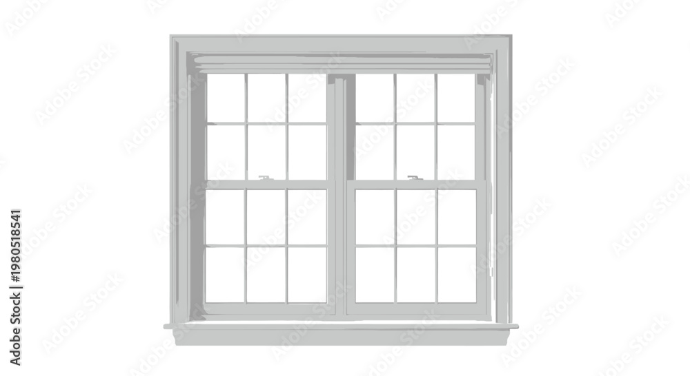 Obraz premium Gray Window with White Grid Pattern