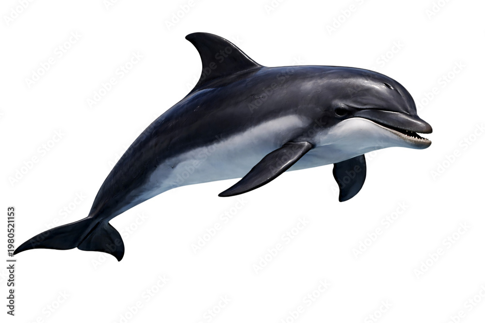 Fototapeta premium Realistic Jumping Dolphin Isolated on Transparent Background – Marine Mammal Ocean Wildlife PNG Cutout