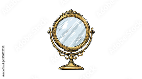 Elegant Antique Vanity Mirror with Ornate Gold Frame