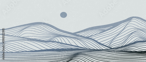 Mountain line arts illustration. Hand drawn style. Abstract mountain contemporary aesthetic backgrounds landscapes. use for print art, poster, cover, banner, template