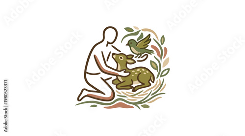 Caring for Wildlife A Symbolic Line Art Representation