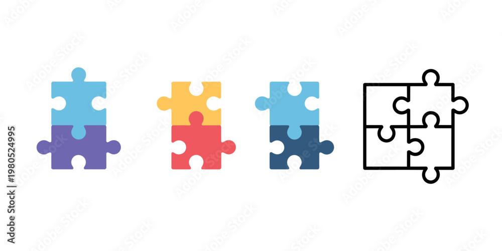 Fototapeta premium puzzle pieces connected in different colors