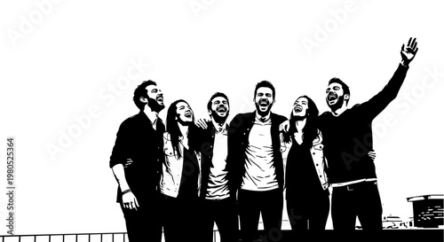 Group of happy young adults.