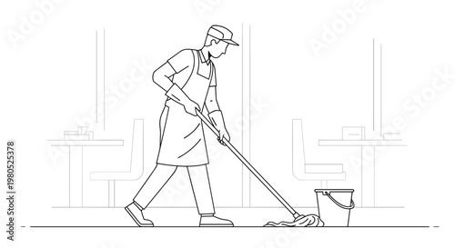 Man cleaning with a mop 2.