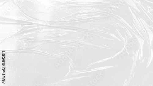 Plastic wrap transparent texture overlay effect. Polyethylene packaging of vinyl wrap or cd cover. Shrink crumpled plastic bag sleeve, package mockup illustration