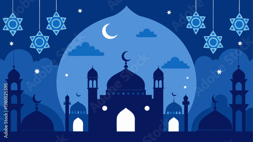 Silhouette of a person standing under a snowy dome at night