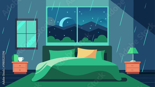 Modern bedroom with neon lighting and futuristic ambiance