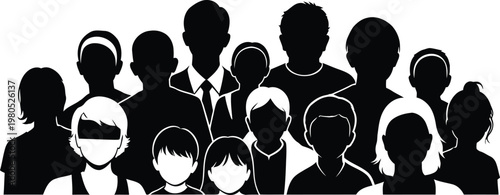 Group of Diverse People Silhouette Avatars for Community and Teamwork Concept