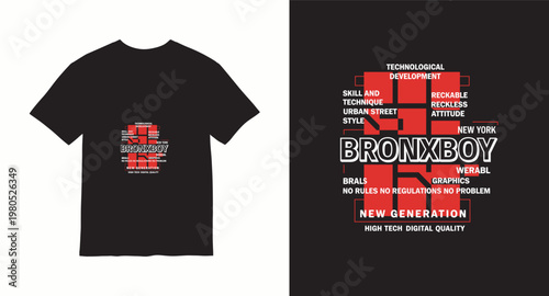Bronx boy typography t-shirt design for young generation modern style street wear.