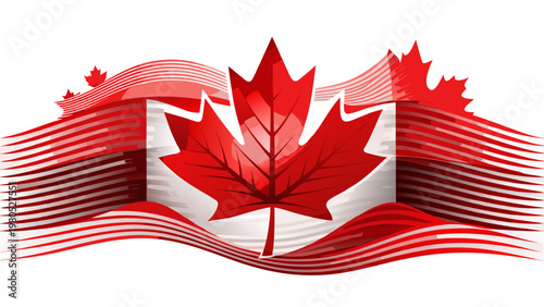 Intricate red maple leaf with sharp pointed edges and symmetrical design