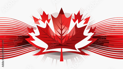 Stylized red maple leaf with sharp pointed edges