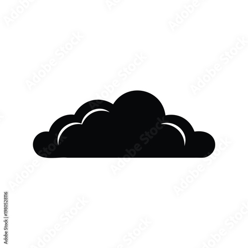 Simple silhouette of a cloud floating in the sky on white background