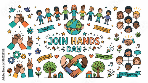 Diverse Children Holding Hands Around Earth, Unity & Community