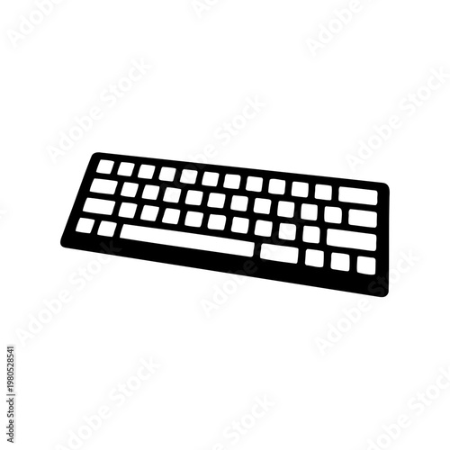 Black and white simple keyboard icon showing computer input method, computer peripheral