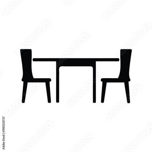 Stylized vector illustration of a table with two chairs arranged around it