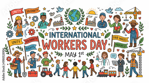 International Workers Day May 1st Celebration Diverse People