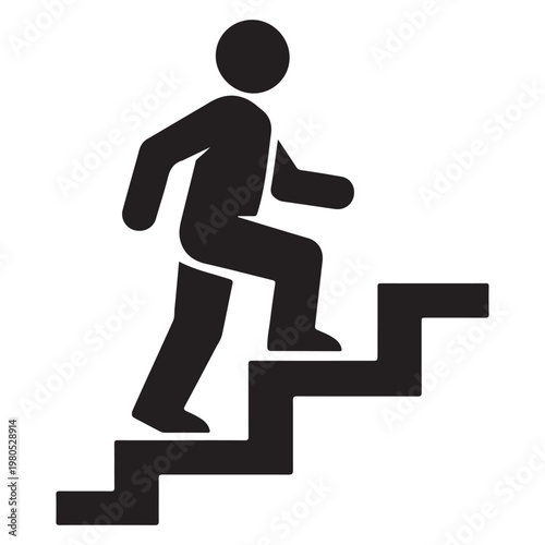 Walking up the stairs or staircase icon vector silhouette 