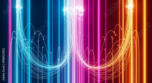 A colorful abstract image with neon lights and lines