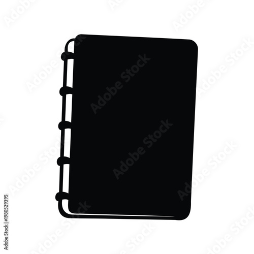 Black Silhouette of a Ring Bound Notebook or Journal on White Background