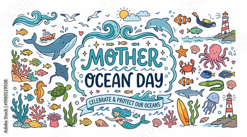 Mother Ocean Day Doodle - Celebrate & Protect Our Oceans