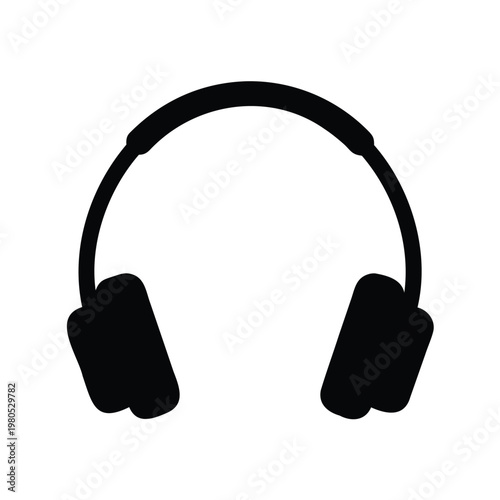 Black silhouette of headphones for listening to music or audio books
