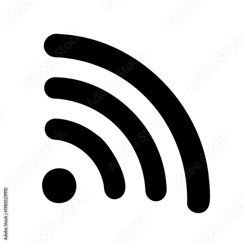 Black and white wifi symbol indicating wireless internet connection availability