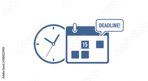 Deadline Reminder - Clock and Calendar Icon Showing Imminent Date