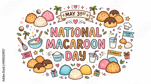 National Macaroon Day May 31st Cute Illustration