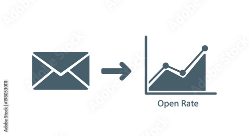 Email open rate growth chart icon with envelope symbol