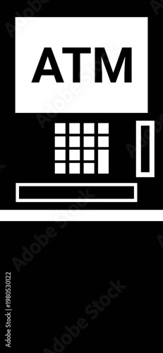 ATM Machine Icon, Flat Vector Illustration of Automated Teller Machine Symbol for Banking, Finance, Cash Withdrawal, and Business
