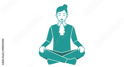 Man in meditation sitting crosslegged.