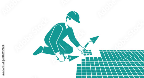 Man installing tile flooring.