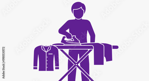 Man ironing on ironing board 1.