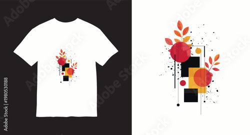 Abstract minimal floral design t-shirt, floral abstract trendy new design vector, latest fashion design.