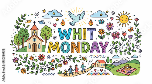 Whit Monday Celebration: Dove, Church, Family, Nature, Sun