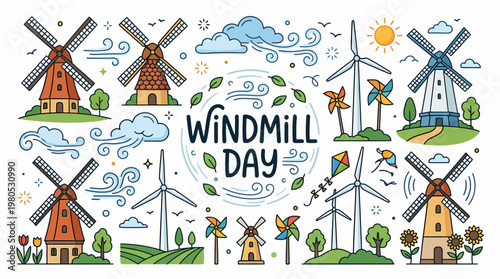 Windmill Day Celebration: Traditional and Modern Wind Turbines