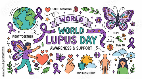 World Lupus Day Awareness & Support - Cartoon Illustration