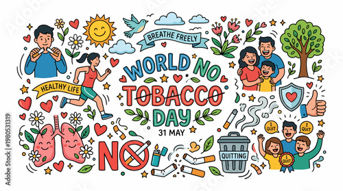 World No Tobacco Day Celebration - Healthy Lifestyle Collage