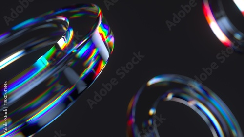 Fotografía Abstract 3D glass torus or tube with chromatic dispersion and defocused bokeh effect