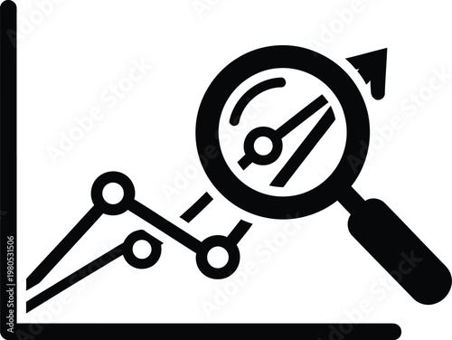 Analyzing a graph with a magnifying glass to examine data trends closely
